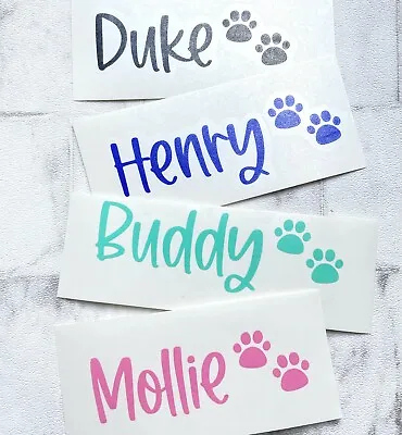 Personalised Dog Cat Pet Name Vinyl Bowl Label Paw Decal Stickers  • £2.15