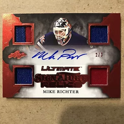 Mike Richter NY Rangers 2016 Leaf Ultimate Signature Relics Quad Auto Patch 2/3 • $159.99