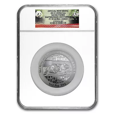 2014 China 5 Oz Silver Panda Smithsonian Institution PF-70 NGC • $534.75