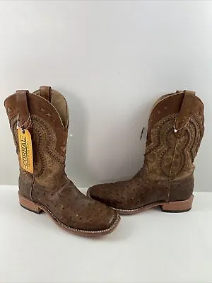 NWOB Corral ORIX Ostrich Overlay & Embroidery Square Toe Western Boots Mens 9.5D • $205.19