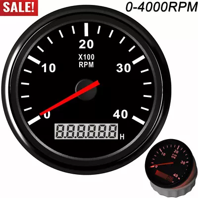 85mm Boat Marine Tachometer Diesel Engine Tacho Gauge 4000 RPM W/Hourmeter       • $28.11