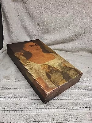 Frida Kahlo Wood Trinket Box Jewelry Box Made In Mexico Flip Top Vintage • $27.99