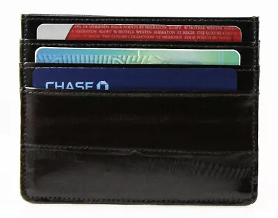 GENUINE EEL SKIN LEATHER Mens Thin Credit Card Wallet Bill Fold Front Pocket • $17.18