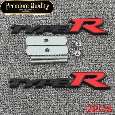 2pcs Black & Red Type R TypeR Front Grille Rear Trunk Emblem Badge Sticker Metal • $13.79
