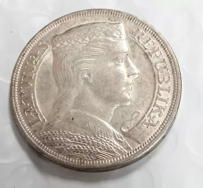 1929 LATVIA  Female Headwear 5 Lati LARGE Vintage Silver European Coin M697 • $58.50