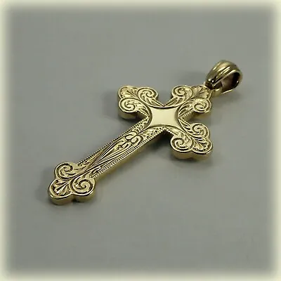 9ct Gold Hand-engraved Cross Pendant 4.95gms Birmingham Hallmark • £275