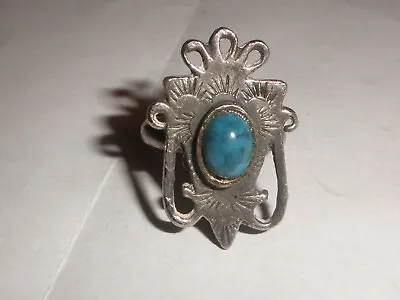 Vintage Navajo Southwest Sterling Silver Turquoise Ring Size 8 • $49.99