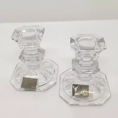 Crystal Candlestick Holders Mikasa Edinburgh 3 X2  Set Of 2 Made In Yugoslavia  • $19.95