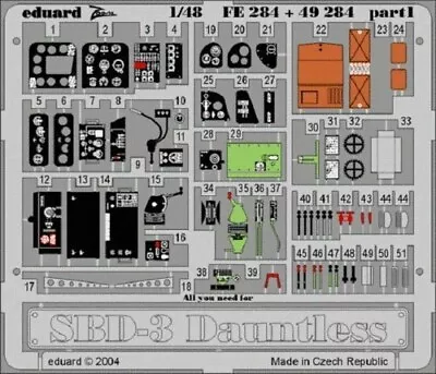 Eduard FE284 1/48 PE For Accurate Miniatures SBD-3 Dauntless - Free Shipping US • $15