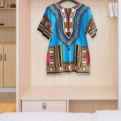 Unisex African Dashiki Shirt Short Sleeve Comfortable Summer • £15.68