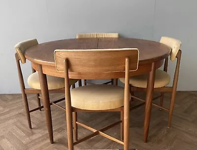 G Plan Fresco Vintage Round Extending Teak Dining Table & 4 Chairs FREE DELIVERY • £995