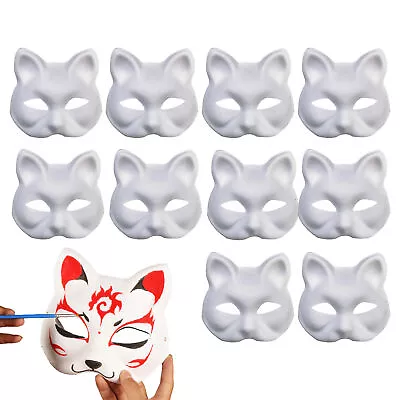 10pcs Cat Face Maks DIY Paintable Masks Cosplay Accessories For Party Pulp Masks • $24.74