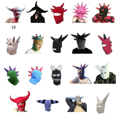 £14.82 • Buy Novelty Devil Horn Hat Knit Balaclava Beanie Hat Women Outdoor Skiing Hiking Hat