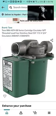 Taco 006-HST4 00 Series Cartridge Circulator NPT Threaded Lead Free Stainless  • $250