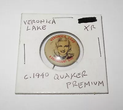 1940 Quaker Oats Cereal Premium Veronica Lake Paramount Star Advertising Pin • $14.96