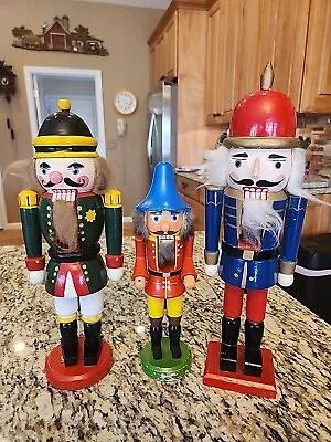 Set Of 3 Christmas Wood Nutcrackers Soldiers Rothenthal Eaton's 11-15  Tall • $15.99