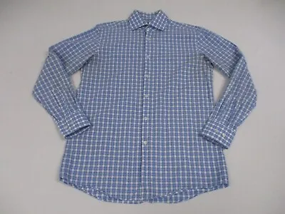 Hugo Boss Shirt Men's Size Medium 15.5 Blue Check Long Sleeve Button Sharp Fit • $19.88