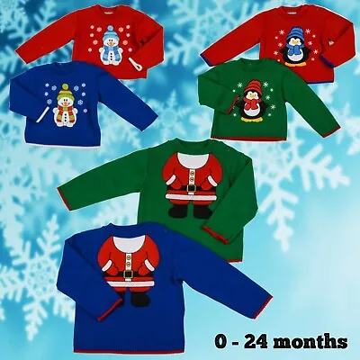 Baby Christmas Jumper | Novelty Sweater | Toddlers Unisex | Various Xmas Designs • £7.49