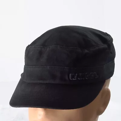 KANGOL Cadet Army Cap Twill Black XXL Spellout Fitted Flexfit Military Outdoor • $45.44