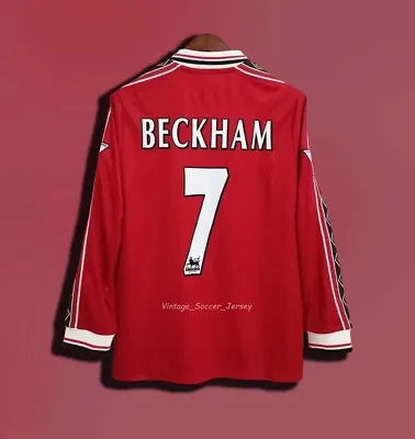 Beckham Retro Jersey #7 Manchester United Retro Jersey 1998-1999 Long Sleeve XL • $74