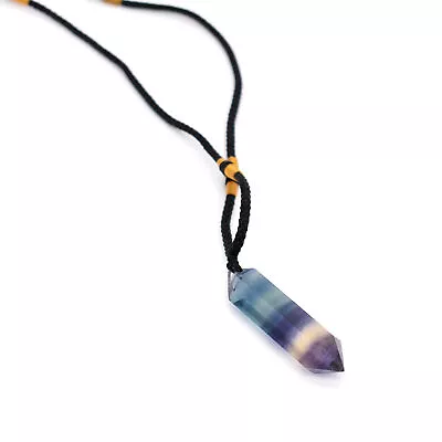 Rainbow Fluorite Hexagonal Point Pendant Healing Amulet Men Women Necklace Gifts • £9.24