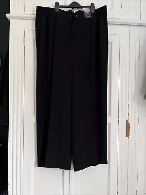 Marks & Spencer BNWT Black Wide Leg Pull On Trousers Size 22R • £20