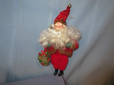 Vintage Mark Roberts Santa Figurine Ornament 11  Red Velour Outfit Flexible • $14.99