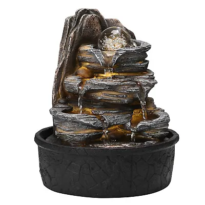 £28.95 • Buy Garden Ornament Rocks Waterfall LED Lights Cascade Water Feature Fountain Indoor