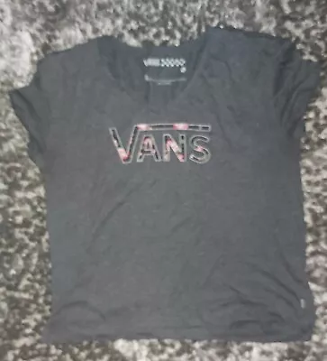 £6.75 • Buy Vans Womens T Shirt XL Grey Cotton Short Sleeve V Neck Tee Top