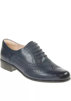 £44.99 • Buy Clarks Ladies HAMBLE OAK Navy Blue Combi Leather Brogue Shoes UK 5 E Wide Fit