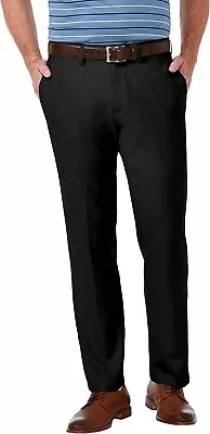 Haggar Men's Cool 18 Pro Straight Fit Flat Front  Pant Black 32W X 34L : $70 • $18.70