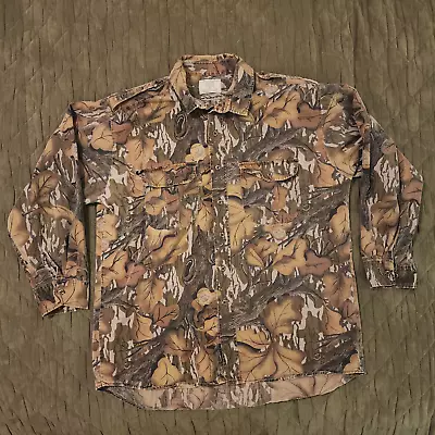 VTG Mossy Oak Fall Foliage Camo Hunting Shirt Made In USA Sz XL • $75