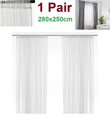 IKEA LILL Sheer Net Curtains 1 Pair White Long Curtains White Curtains 280x250cm • £11.99