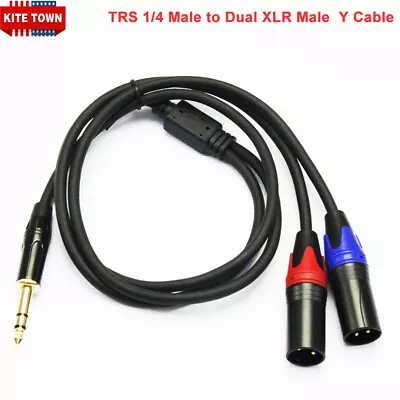 TRS 1/4 Male To Dual XLR Male Microphones Stereo Splitter Adapter Y Cable US • $14.39