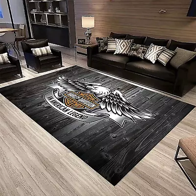 Motorcycle Pattern Rug Harley Davidson Premium Rectangle Rug • $80