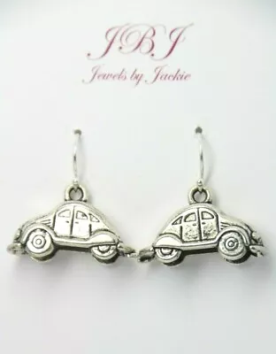 Car Charm Earrings .925 Sterling Silver Pewter Charms Bug VW Auto Cars Motor • $7.24