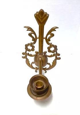 Vintage Brass Candle Holding Hurricane Wall Sconce 11.5  X 5  • $24