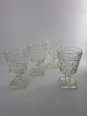 Set Of 4 Vintage Colony Water Goblets 5¼  Park Lane Clear Glass Square Base • $19.99