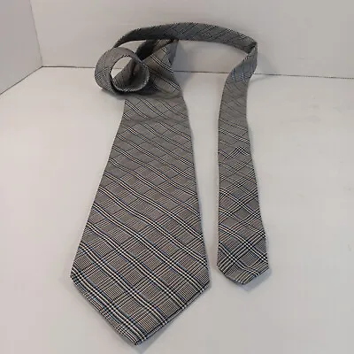 Brooks Brothers Silk Tie 346 Italy USABlack White Plaid Houndstooth Style 4  • $14.95