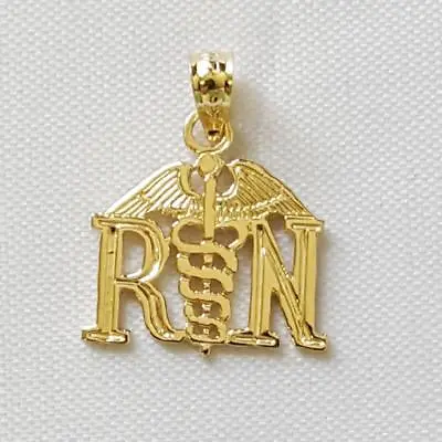 14k Yellow Gold RN REGISTERED NURSE Pendant / Charm Made In USA • $95.99