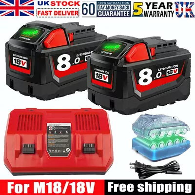 8.0Ah For Milwaukee XC For M18 Lithium 18V Extended Capacity Battery 48-11-1860 • £22.98