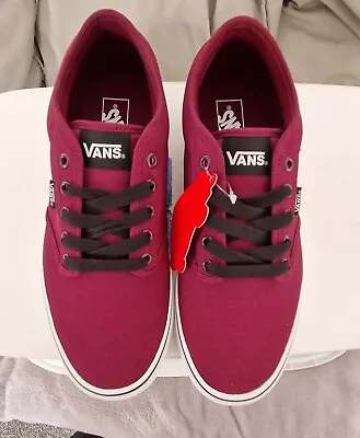 Shoes Skateboard Men Vans Atwood Canvas Burgundy Oxblood White VN000TUY8J31 • £65