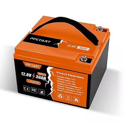 PFCTART 12V 30Ah LiFePO4 Lithium Iron Battery Deep Cycle For Solar RV Boat • $119.99