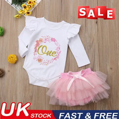 Baby Girl First 1st Birthday Outfit Tutu Cake Smash Photo Shoot Party Dress One • £10.79