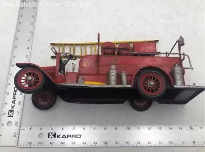 Vintage Red Four Wheels Decorative Fire Truck Toy With Ladder And Hose • $16.53