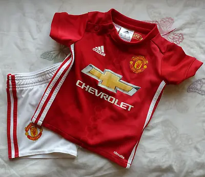 Unisex Red Adidas Manchester United Top & Shorts Football Outfit Kit 6-9 Months • $18.64