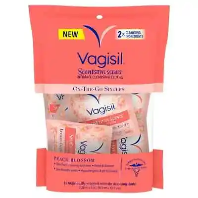 $16.99 • Buy 3 ~ Vagisil Scentsitive Scents On Go Feminine Cleansing Wipes PH Balanced Peach