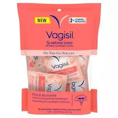 $16.99 • Buy 3 ~ Vagisil Scentsitive Scents On Go Feminine Cleansing Wipes PH Balanced Peach