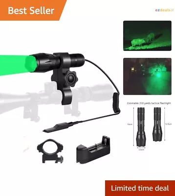 Green Zoomable Hunting Flashlight Torch - 350 Yards - Waterproof - Adjustable • $55.99