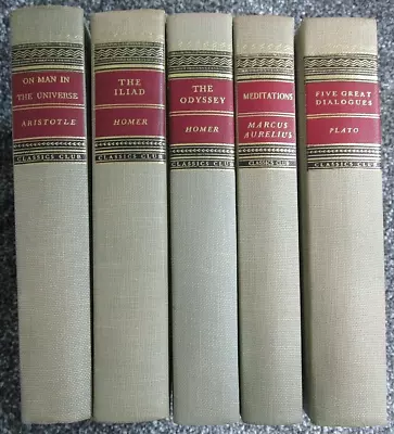 CLASSICS CLUB Of 5 Hardcover Books Vintage Aristotle Homer Marcus Aurelius Plato • $15